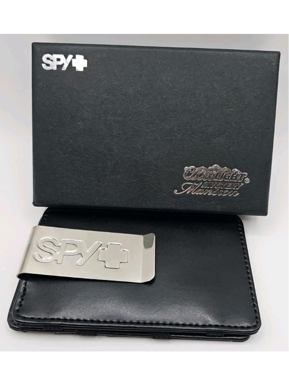 Spy Coors Light Mystery Mansion Bill Fold Wallet In Original Box Black Belt Clip